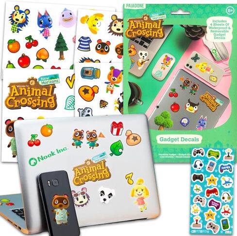 ملصقات لاصقة Animal Crossing - حزمة تحتوي على 4 أوراق من الملصقات المتنوعة لأجهزة الكمبيوتر المحمولة والهواتف المحمولة وزجاجات المياه والسيارات والمزيد | ملصقات مقاومة للماء على شكل Animal Crossing in Kuwait