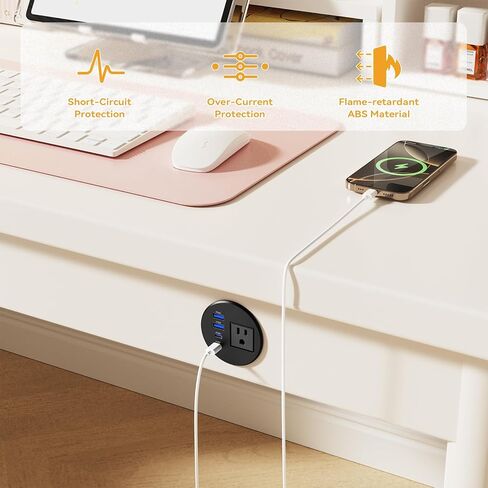 حلقة تثبيت طاقة للمكتب مقاس 2.5 بوصة، حلقة تثبيت طاقة مجوفة مع 20 وات USB C، منفذ واحد، مخرج طاقة مثبت على سطح المكتب لطاولة أثاث غرفة الاجتماعات بسطح المكتب، أسود in Kuwait