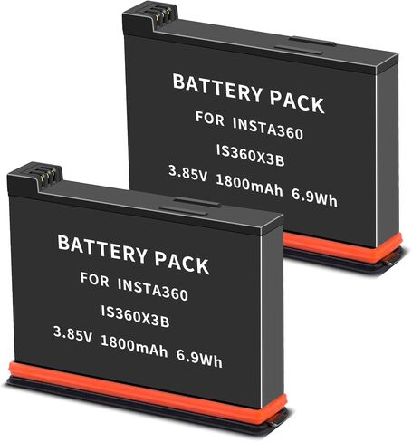 2 Pack for Insta360 X3 Replacement Battery, Compatible with Insta 360 ONE X3/IS360 X3 B Cameras, Upgraded Capacity Rechargeable Batteries(2-Pack 1800mAh) in Kuwait