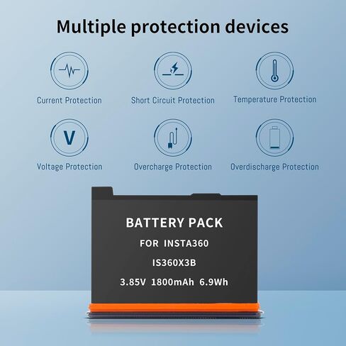 2 Pack for Insta360 X3 Replacement Battery, Compatible with Insta 360 ONE X3/IS360 X3 B Cameras, Upgraded Capacity Rechargeable Batteries(2-Pack 1800mAh) in Kuwait