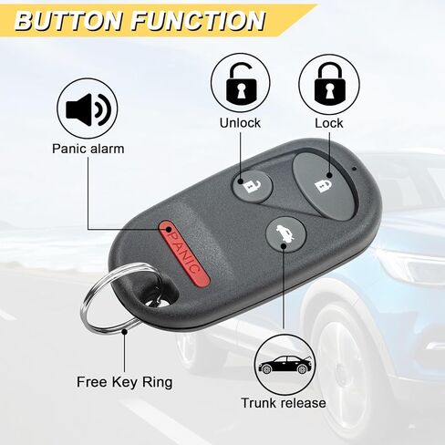 Vurkcy Key Fob Replacement for 1997-2001 Honda CR-V/ 00-09 S2000 Car Keyless Entry Remote Control, E4EG8DJ, 4 Buttons in Kuwait
