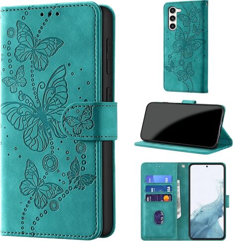 حافظة محفظة لهاتف Samsung Galaxy S23 Plus، [حجب RFID] حامل 3 بطاقات [هيكل TPU مقاوم للصدمات]، غطاء قلاب واقٍ من جلد البولي يوريثان بإغلاق مغناطيسي مقاس 6.6 بوصة، تركواز in Kuwait