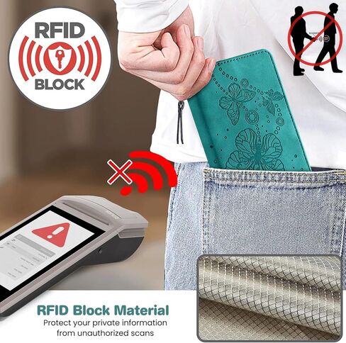 حافظة محفظة لهاتف Samsung Galaxy S23 Plus، [حجب RFID] حامل 3 بطاقات [هيكل TPU مقاوم للصدمات]، غطاء قلاب واقٍ من جلد البولي يوريثان بإغلاق مغناطيسي مقاس 6.6 بوصة، تركواز in Kuwait