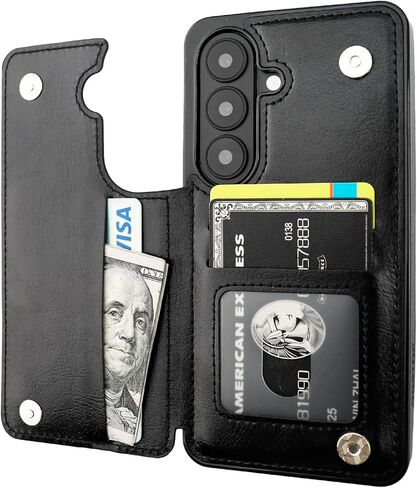 حافظة محفظة ONETOP لهاتف Samsung Galaxy S26 مع حامل بطاقات، حافظة فتحات بطاقات بمسند من جلد البولي يوريثان، مشبك مغناطيسي مزدوج وغطاء متين مقاوم للصدمات 5G 6.3 بوصة (أزرق) in Kuwait
