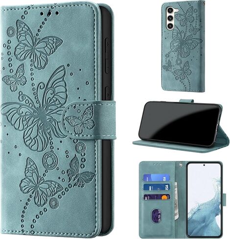 حافظة محفظة لهاتف Samsung Galaxy S23 Plus، [حجب RFID] حامل 3 بطاقات [هيكل TPU مقاوم للصدمات]، غطاء قلاب واقٍ من جلد البولي يوريثان بإغلاق مغناطيسي مقاس 6.6 بوصة، تركواز in Kuwait
