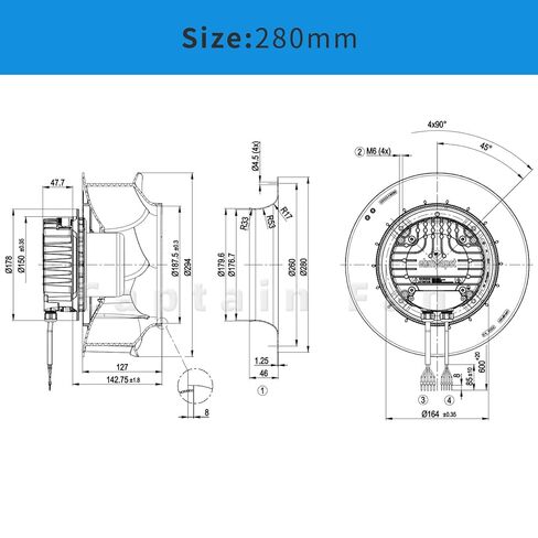 R3G280-RR03-H1 Ebm Papst EC Fan 230VAC 2.2A 500W محرك المغزل لمروحة الطرد المركزي in Kuwait