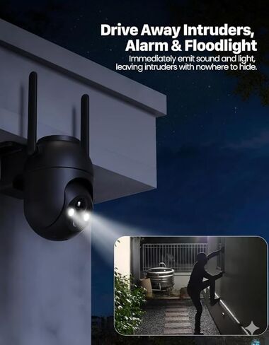 VicoHome Outdoor Security Camera Wireless, 2K Battery-Powered WiFi Camera, PTZ 360° Surveillance, Night Vision, AI Motion Detection, Two-Way Talk, Waterproof, Cloud & SD Storage in Kuwait