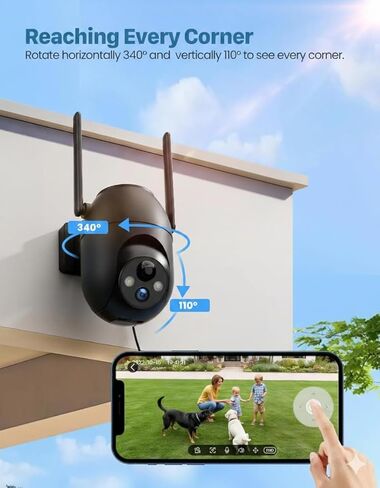 VicoHome Outdoor Security Camera Wireless, 2K Battery-Powered WiFi Camera, PTZ 360° Surveillance, Night Vision, AI Motion Detection, Two-Way Talk, Waterproof, Cloud & SD Storage in Kuwait