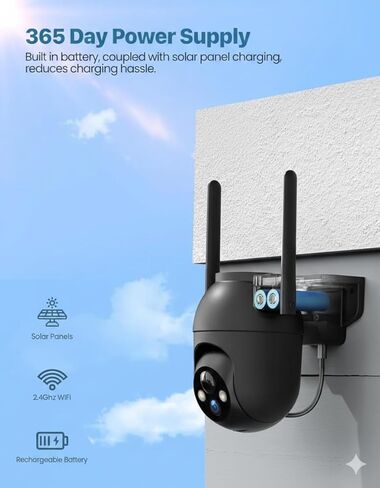 VicoHome Outdoor Security Camera Wireless, 2K Battery-Powered WiFi Camera, PTZ 360° Surveillance, Night Vision, AI Motion Detection, Two-Way Talk, Waterproof, Cloud & SD Storage in Kuwait