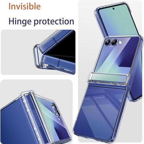 for Samsung Galaxy Z Flip 7 Case,with Privacy Screen Protector & Hinge Protection,Anti-Yellowing, Anti-Fingerprint,Hard PC Ultra-Durable Case for Samsung Z Flip 7,Clear in Kuwait