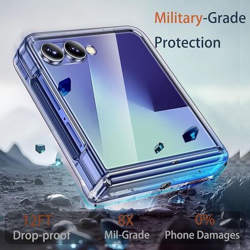 for Samsung Galaxy Z Flip 7 Case,with Privacy Screen Protector & Hinge Protection,Anti-Yellowing, Anti-Fingerprint,Hard PC Ultra-Durable Case for Samsung Z Flip 7,Clear in Kuwait