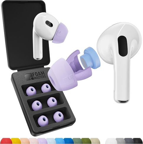أطراف أذن من إسفنج الذاكرة من السيليكون فائق الجودة لأجهزة AirPods Pro الجيل الأول والثاني | فائق الأمان للرياضيين | مريح | صوت أفضل | من فوم ماسترز سبورت ماجيك (أسود، متنوع S/M/L) in Kuwait