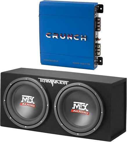 MTX 12 بوصة 1200 واط صوت السيارة ثنائي التحميل صندوق مضخم الصوت الضميمة وأزمة PowerDriveX 1000 واط 2 قناة حصرية الأزرق A / B مكبر صوت ستيريو للسيارة in Kuwait