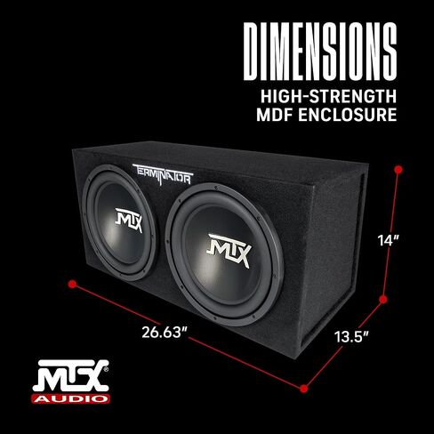 MTX 12 بوصة 1200 واط صوت السيارة ثنائي التحميل صندوق مضخم الصوت الضميمة وأزمة PowerDriveX 1000 واط 2 قناة حصرية الأزرق A / B مكبر صوت ستيريو للسيارة in Kuwait