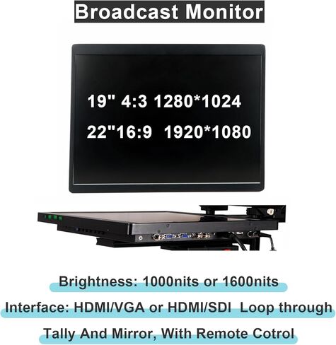 Heroview 22" XBASE Series High Brightness Single Monitor Studio teleprompter 1000nits HDMI/VGA, Software Included, Tempered Glass Easy Set-up, for Studios, Interview, Live Stream,Education in Kuwait