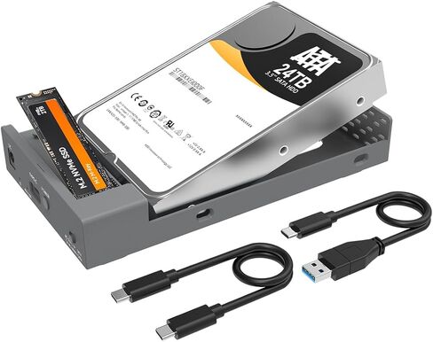 MAIWO Dual Bay Enclosure for M.2 NVMe SATA SSD and 2.5 3.5 inch SATA SSD HDD, External Hard Drive to USB C Adapter, 10Gbps 32TB Capacity【DO NOT Support Clone】 in Kuwait