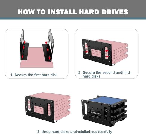 حامل تثبيت SSD/HDD مقاس 2.5 بوصة إلى 3.5 بوصة، دعامة تثبيت معدنية تصل إلى 4 مقاس 2.5 بوصة SSD، حامل تثبيت محرك الأقراص الصلبة الداخلي للكمبيوتر/NAS/الخادم، 2 حزمة محول دعامات تثبيت معدنية (أسود) in Kuwait