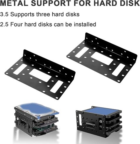 حامل تثبيت SSD/HDD مقاس 2.5 بوصة إلى 3.5 بوصة، دعامة تثبيت معدنية تصل إلى 4 مقاس 2.5 بوصة SSD، حامل تثبيت محرك الأقراص الصلبة الداخلي للكمبيوتر/NAS/الخادم، 2 حزمة محول دعامات تثبيت معدنية (أسود) in Kuwait
