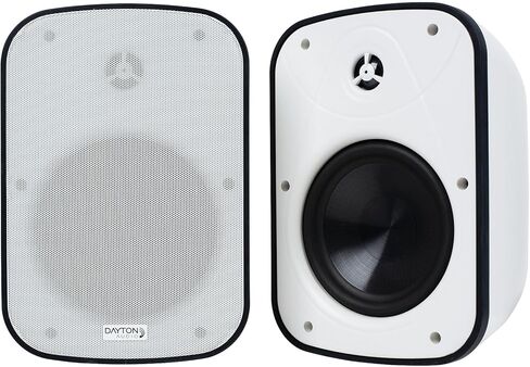 زوج مكبرات صوت بلوتوث خارجية من Dayton Audio IO65XP مع أمبير مدمج بقوة 80 وات، وصوت جهير محسن، ومقاوم للطقس، ومثبت على الحائط (أسود) in Kuwait