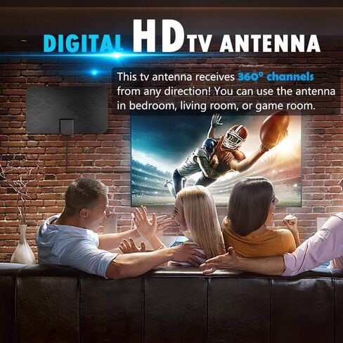 هوائي التلفزيون، هوائي رقمي للتلفزيون الذكي الداخلي، هوائي HD محمول 2026 يدعم 4K 1080p للقنوات المحلية، استقبال طويل المدى 360 درجة مع معزز إشارة مكبر الصوت الذكي للتلفزيونات القديمة/HD in Kuwait