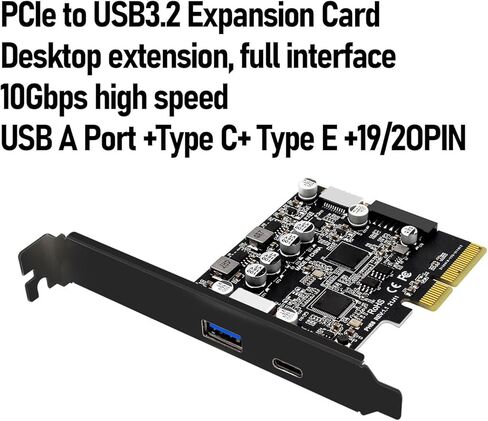 بطاقة توسيع PCI Express 3.0 USB ثابتة بسرعة 10 جيجابت في الثانية وحدة تحكم PCIE USB Hub للكمبيوتر المكتبي المتوافق مع USB3.2 Gen2 بسرعة 10 جيجابت في الثانية لنظام Wins Vista 7 in Kuwait