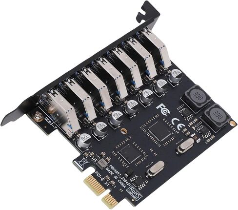 PCI Express إلى بطاقة محول USB 7 منافذ PCIE USB 3.0 وحدة تحكم محول دعم لـ 11 10 8 7، نقل 5 جيجابت في الثانية، ثنائي الفينيل متعدد الكلور in Kuwait