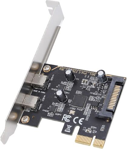 بطاقة محول PCIe إلى النوع C بمنفذين USB 3.2 بطاقة توسيع Gen1 ASM1042 شريحة التحكم الرئيسية للكمبيوتر المكتبي، توافق واسع in Kuwait