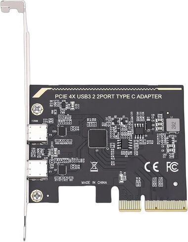 بطاقة توسيع SUNGOOYUE PCIe إلى النوع C، نقل بيانات عالي السرعة 10 جيجابت في الثانية، منفذين من النوع C، مع شريحة تحكم ASM1142، للكمبيوتر المكتبي 7 10 11 in Kuwait