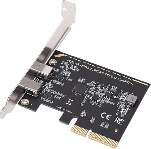 بطاقة توسيع SUNGOOYUE PCIe إلى النوع C، نقل بيانات عالي السرعة 10 جيجابت في الثانية، منفذين من النوع C، مع شريحة تحكم ASM1142، للكمبيوتر المكتبي 7 10 11 in Kuwait