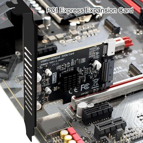 بطاقة توسيع Yunseity PCI Express، واجهة USB 3.2 20 جيجابت في الثانية من النوع C الأمامي، تدعم شريحة ASM3242، مع إعداد مجاني للسائق، لـ PCIE X4 X8 X16 in Kuwait