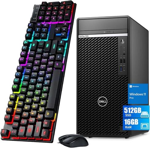 كمبيوتر مكتبي Dell OptiPlex 7000 Mini Tower، كمبيوتر مكتبي Intel Core i5-12600 Business MT، ذاكرة وصول عشوائي 16 جيجابايت، 512 جيجابايت SSD، منفذ عرض، لوحة مفاتيح وماوس، واي فاي، BT، Windows 11 Pro (متجدد) in Kuwait