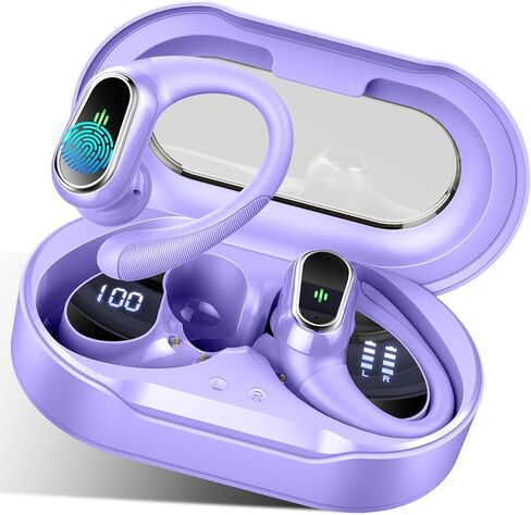 Wireless Earbuds, 2026 Bluetooth 5.4 Headphones Sport, 50Hrs HiFi Stereo Deep Bass Over-Ear buds with ENC Noise Cancelling Mic, IP7 Waterproof & LED Display Earphones with Earhooks for Workout/Running in Saudi Arabia