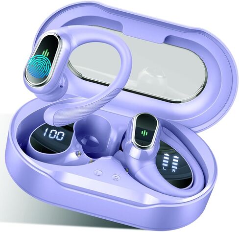 Wireless Earbuds, 2026 Bluetooth 5.4 Headphones Sport, 50Hrs HiFi Stereo Deep Bass Over-Ear buds with ENC Noise Cancelling Mic, IP7 Waterproof & LED Display Earphones with Earhooks for Workout/Running in Saudi Arabia