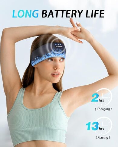 LC-dolida Sleep Headphones Bluetooth Headband,Wireless Headband Headphones with Thin HD Speakers,Soft Long Time Play Sports Headsets Perfect for Side Sleepers, Sport, Yoga, Travel in Kuwait