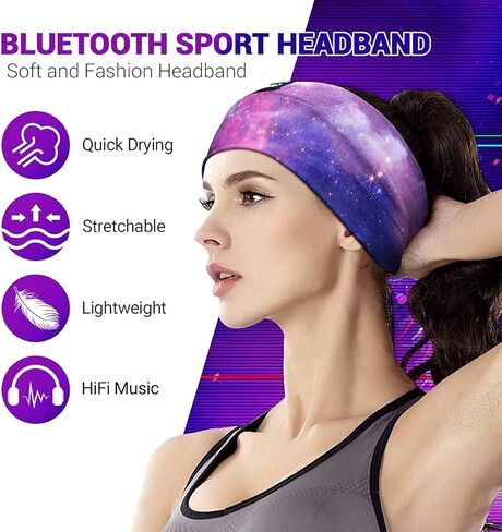 LC-dolida Sleep Headphones Bluetooth Headband,Wireless Headband Headphones with Thin HD Speakers,Soft Long Time Play Sports Headsets Perfect for Side Sleepers, Sport, Yoga, Travel in Kuwait