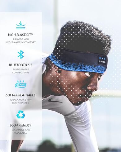 LC-dolida Sleep Headphones Bluetooth Headband,Wireless Headband Headphones with Thin HD Speakers,Soft Long Time Play Sports Headsets Perfect for Side Sleepers, Sport, Yoga, Travel in Kuwait