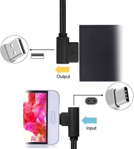 2 حزمة كابل USB من النوع C بطول 3 أقدام (1 متر)، زاوية 90 درجة، سلك شحن طويل مجدول من النايلون، كابل شاحن USB من النوع A إلى C للهواتف الذكية والكمبيوتر اللوحي (أسود) in Kuwait