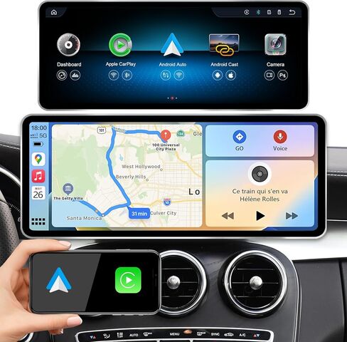 ترقية شاشة لمس QLED مقاس 12.8 بوصة لسيارة Mercedes Benz C GLA W205 X253 C300 (2015-2018) NTG 5.0/5.1 - Linux مستقر سريع، Wireless CarPlay/Android Auto، 2400x900 HD، سبائك الزنك in Kuwait