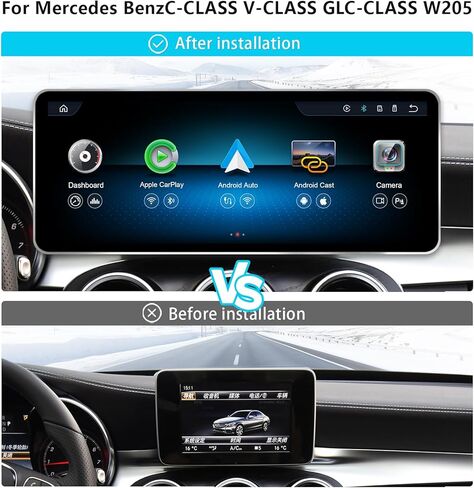 ترقية شاشة لمس QLED مقاس 12.8 بوصة لسيارة Mercedes Benz C GLA W205 X253 C300 (2015-2018) NTG 5.0/5.1 - Linux مستقر سريع، Wireless CarPlay/Android Auto، 2400x900 HD، سبائك الزنك in Kuwait