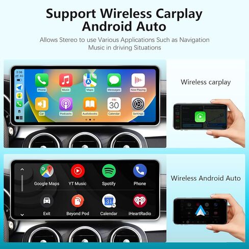ترقية شاشة لمس QLED مقاس 12.8 بوصة لسيارة Mercedes Benz C GLA W205 X253 C300 (2015-2018) NTG 5.0/5.1 - Linux مستقر سريع، Wireless CarPlay/Android Auto، 2400x900 HD، سبائك الزنك in Kuwait