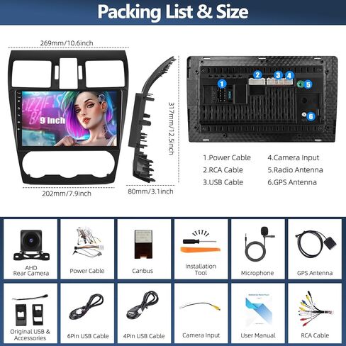 4G+64G Android 15 Car Stereo for Subaru Forester WRX Impreza XV 2013 2014 2015 with Wireless Apple Carplay Android Auto, 9 Inch Touchscreen Car Radio with Bluetooth 5.0 GPS WiFi FM Backup Camera in Kuwait