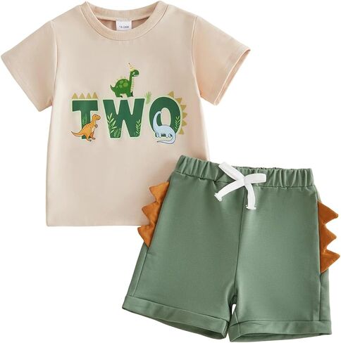 Kaipiclos Baby Boy First Birthday Outfit Dinosaur One Year Old 1st Birthday Boy Shirt Short Sleeve Tops Shorts Summer Clothes in Saudi Arabia