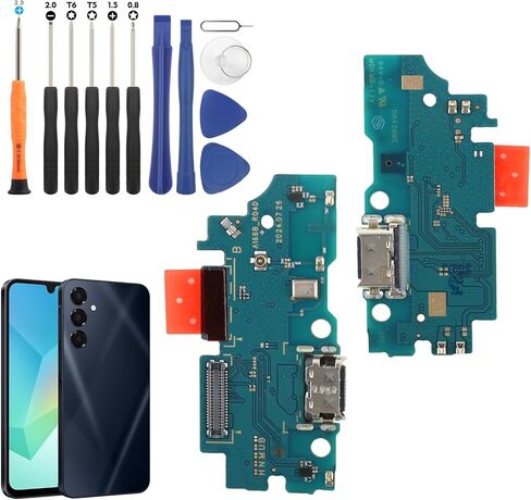 استبدال منفذ الشحن YHX-US لهاتف Samsung Galaxy A16 5G SM-A166B/A166E/A166U/A166M USB Dock Connector Flex Cable ميكروفون بديل مع مفكات براغي in Kuwait
