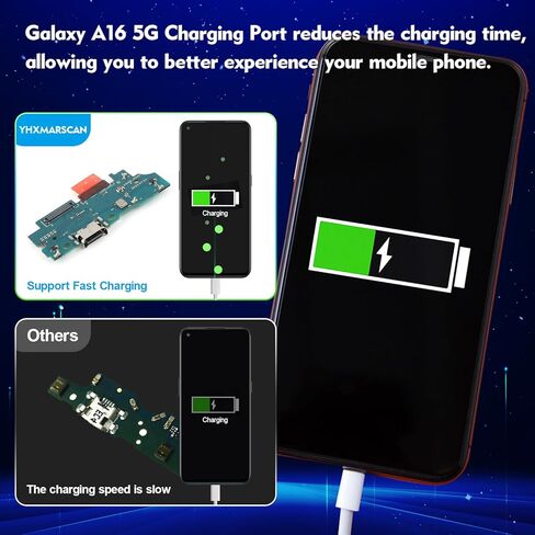 استبدال منفذ الشحن YHX-US لهاتف Samsung Galaxy A16 5G SM-A166B/A166E/A166U/A166M USB Dock Connector Flex Cable ميكروفون بديل مع مفكات براغي in Kuwait