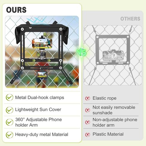 Hikeen Game Changer Mounting Kit,Cell Phone Fence Mount for Recording Baseball Softball &Tennis,Gamechanger Streaming Kit,Fence Phone Holder with Shade & Power Pocket for iPhone Gopro and Camera Mevo in Kuwait