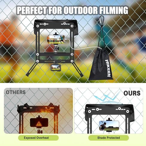 Hikeen Game Changer Mounting Kit,Cell Phone Fence Mount for Recording Baseball Softball &Tennis,Gamechanger Streaming Kit,Fence Phone Holder with Shade & Power Pocket for iPhone Gopro and Camera Mevo in Kuwait