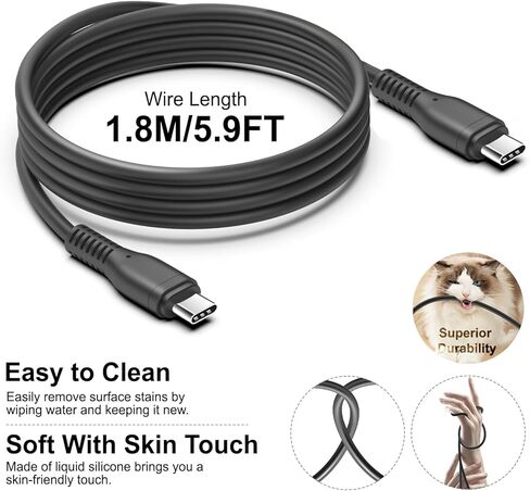 شاحن HKY 240W USB C 48V/5A 36V/5A 180W GaN PD3.1 مع كابل USB-C قابل للفصل للكمبيوتر المحمول الإطار 16 (2025)، NVIDIA DGX Spark، Thunderbolt 5 AI PC كمبيوتر محمول للألعاب، روبوت والمزيد من الأجهزة عالية الأداء in Kuwait
