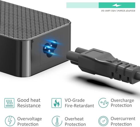 شاحن HKY 240W USB C 48V/5A 36V/5A 180W GaN PD3.1 مع كابل USB-C قابل للفصل للكمبيوتر المحمول الإطار 16 (2025)، NVIDIA DGX Spark، Thunderbolt 5 AI PC كمبيوتر محمول للألعاب، روبوت والمزيد من الأجهزة عالية الأداء in Kuwait