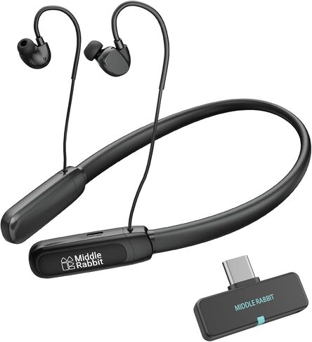 Middle Rabbit Rampage 2 Gaming Earbuds with 2.4G USB Dongle, 20ms Low Latency, Wireless Bluetooth Neckband Headphones for Work & Play, Mic, 32H Playtime, Around-the-Neck, for PS5/PC/Laptop in Kuwait