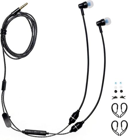 Air Tube Headphones with 3.5mm Jack, EMF Blocking Earphones, Anti-Radiation Headsets with Ear Hooks, Radiation Free Earbuds, Comfortable & Safe Stereo Sound. (Black) in Kuwait